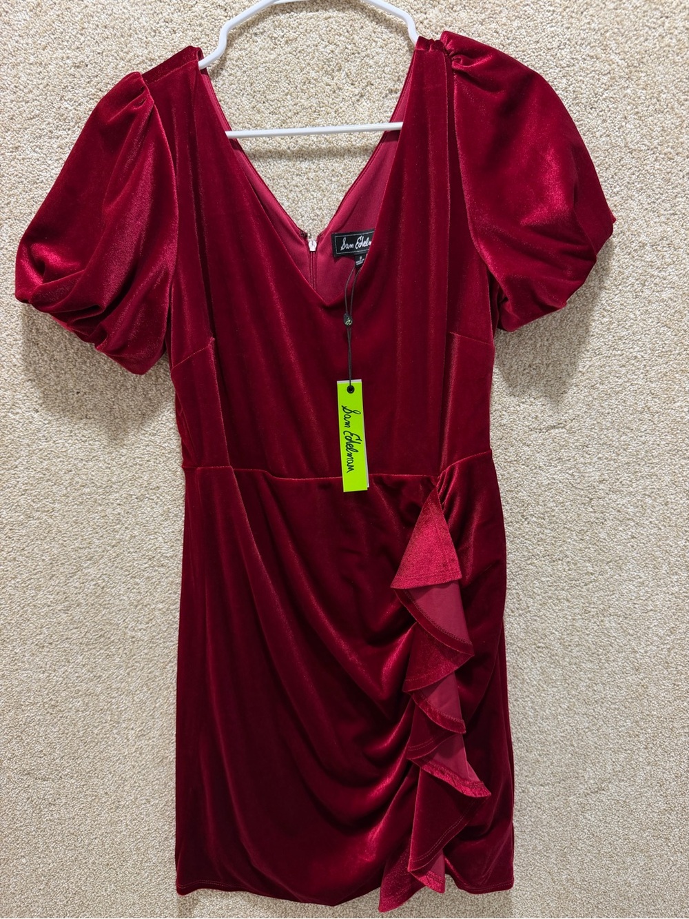 NWT Sam Edelman velvet dress wedding guest holiday Christmas party gift red S